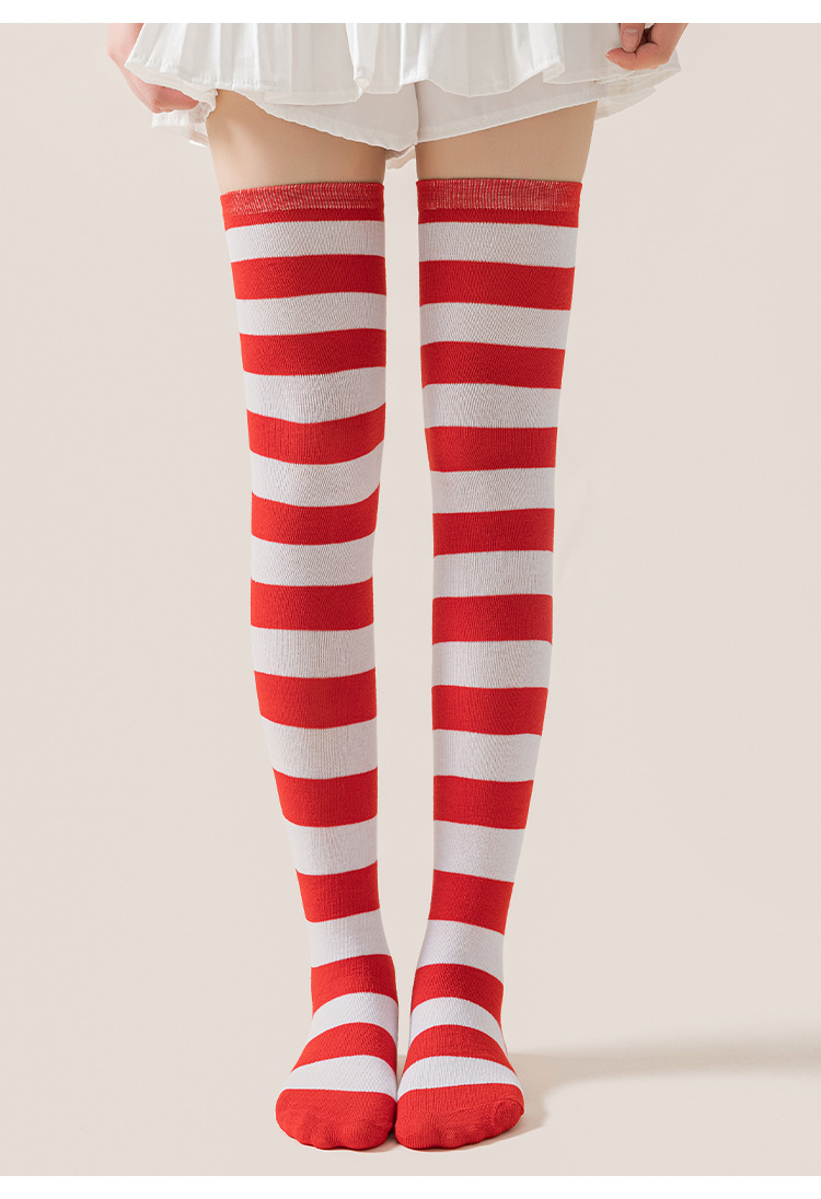 Womens Novelty Striped Over-the-Knee Socks
